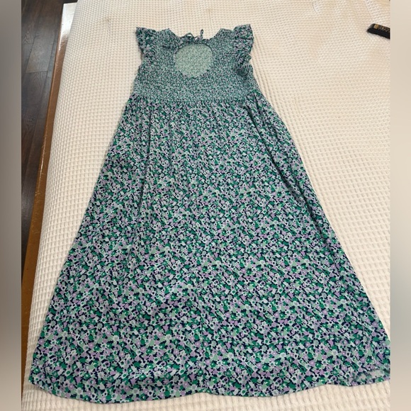 A New Day Maxi Dress Womens Size S Green Floral Smocked Pockets Boho Peasant - Picture 4 of 4